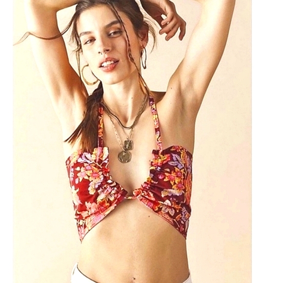 FREE PEOPLE Summer Of Love Convertible Bandeau Bra Top in Wine/bord. Size S NWT - Picture 1 of 10
